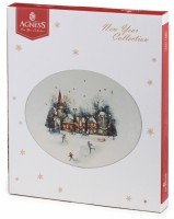 Блюдо овальное agness &quot;с новым годом!&quot; 31,5*25,5*3 см (358-2340)