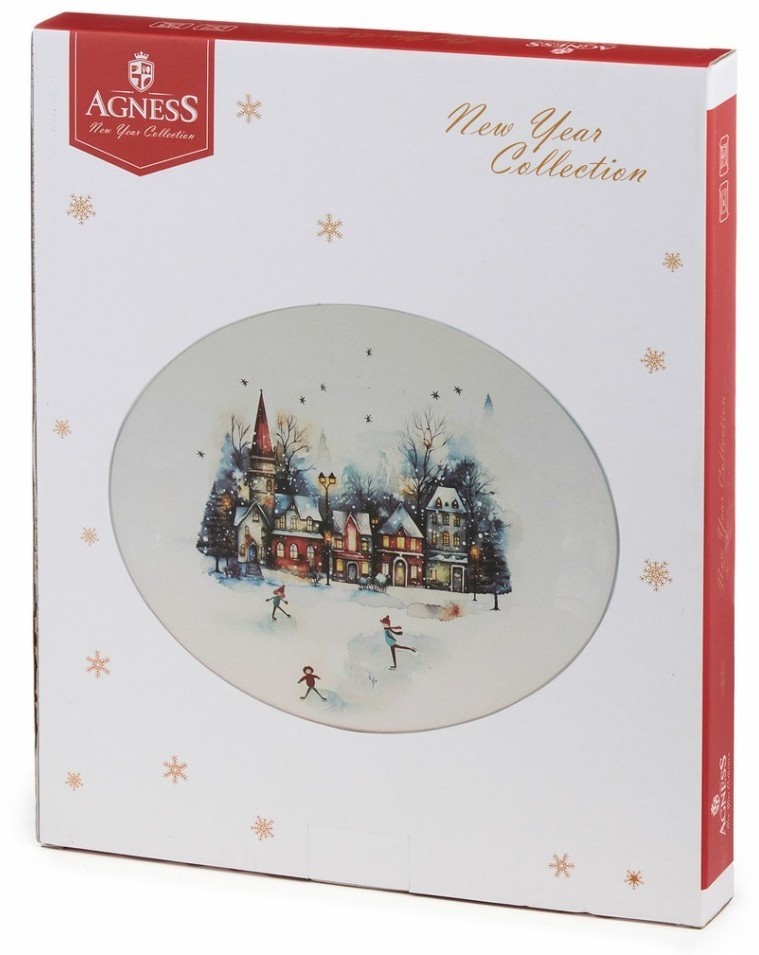 Блюдо овальное agness "с новым годом!" 31,5*25,5*3 см (358-2340)