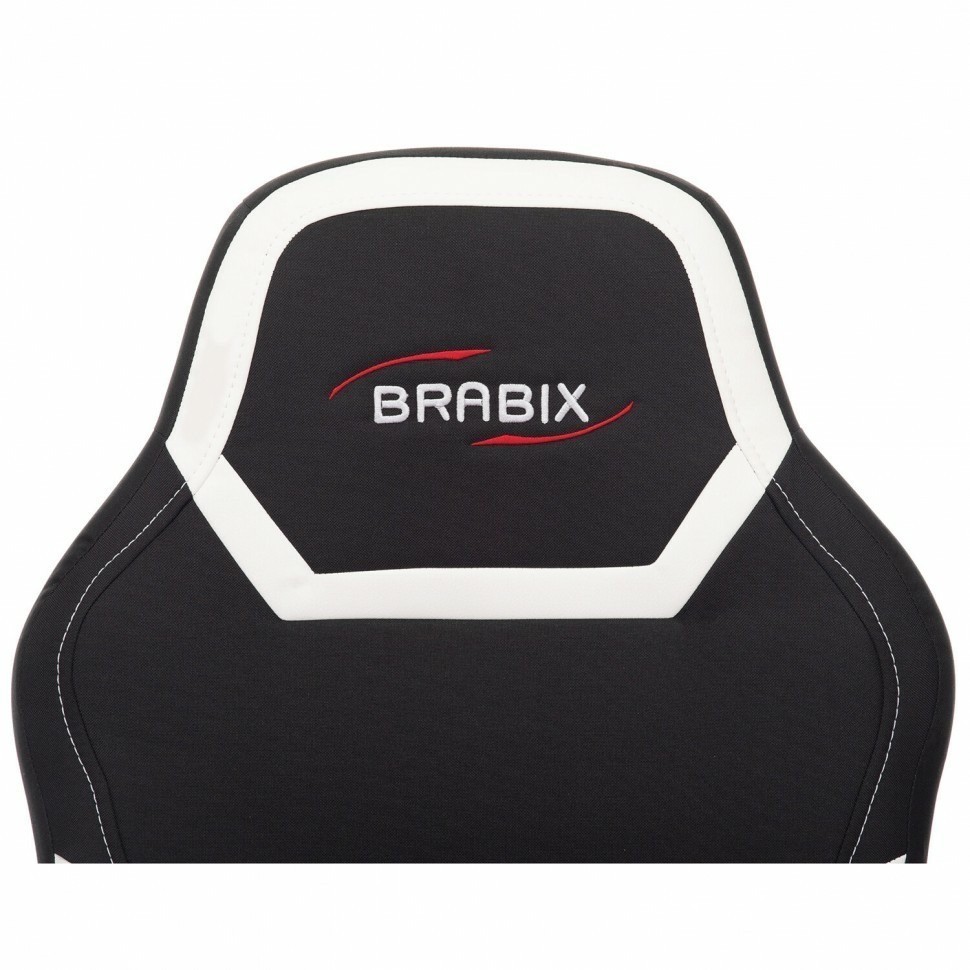 Кресло компьютерное BRABIX Alpha GM-018 ткань/экокожа черное/белое 532640 (94616)