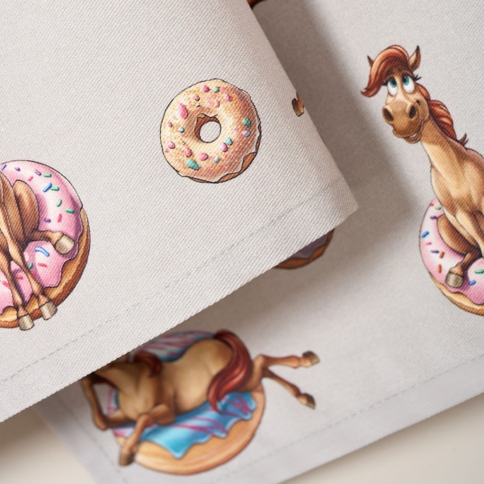 Набор полотенец из 2шт "лошадь в пончиках",серый,40х60см твил,100% хлопок Lefard (850-756-6)