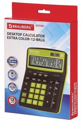 Калькулятор настольный Brauberg Extra Color-12-BKLG 12 разрядов 250477 (86029)