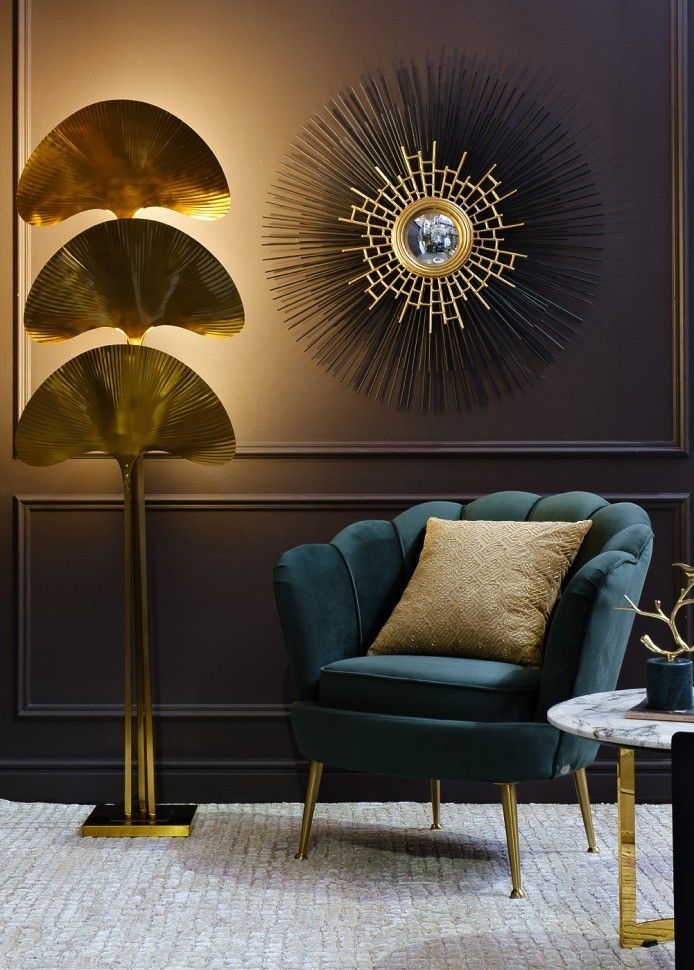 Торшер металлич."Гинкго" латунь L55*W26*H183 (TT-00005327)