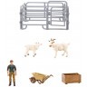 Игрушки фигурки в наборе серии "На ферме", 6 предметов (фермер, 2 козлика, ограждение-загон, инвентарь) (MM205-399)