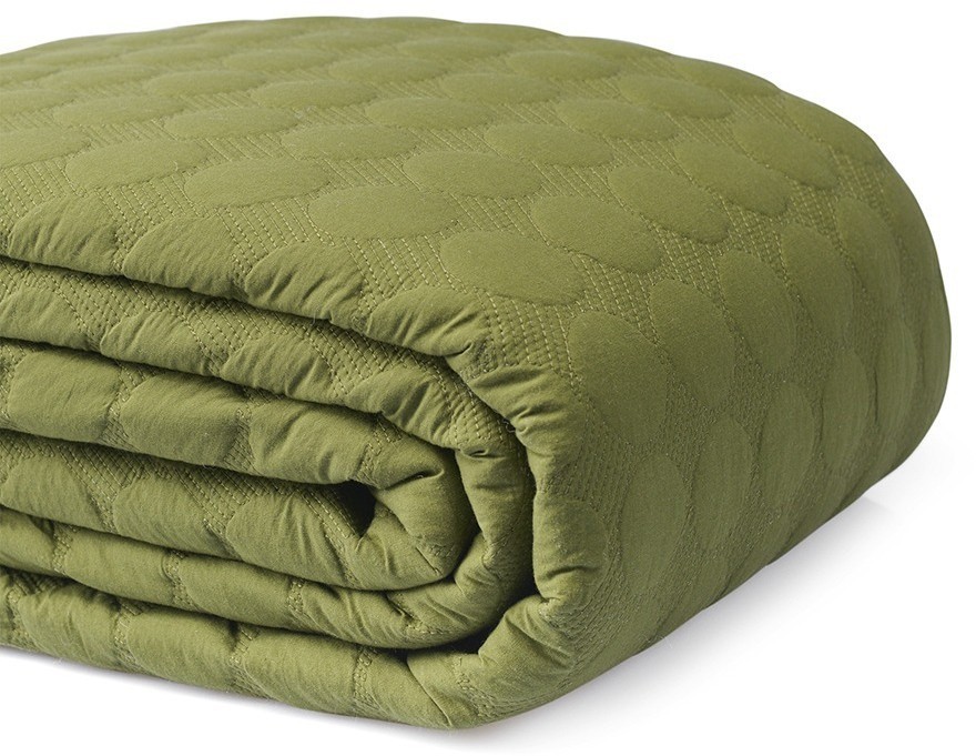 Покрывало стеганое solid dots оливкового цвета из коллекции essential, 230х250 см (76964)