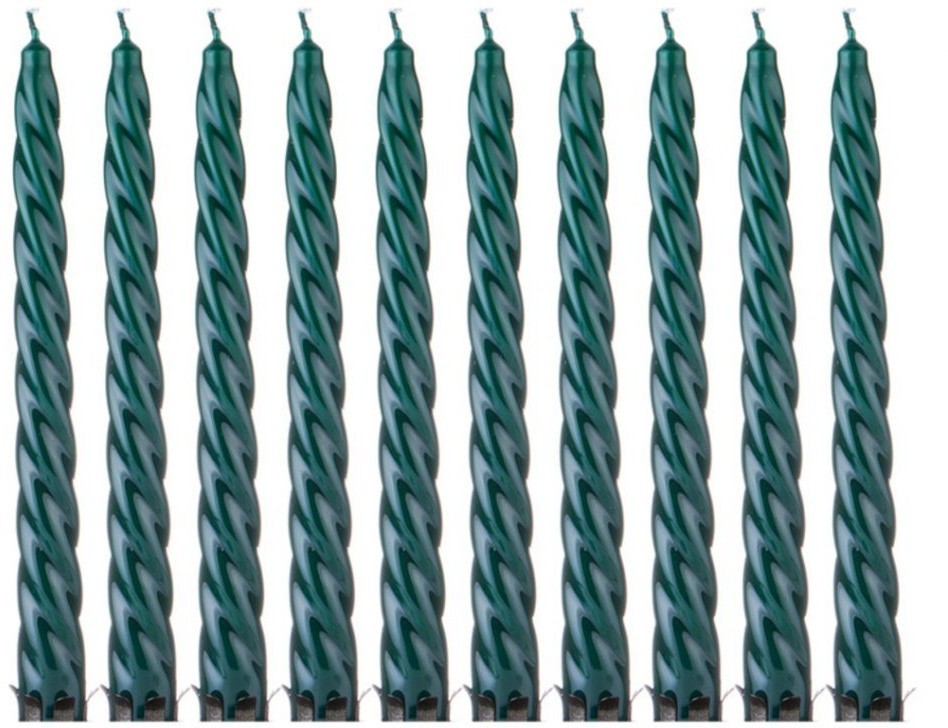 Набор свечей из 10 шт. лакированный зеленый высота=23 см. ADPAL (348-645)