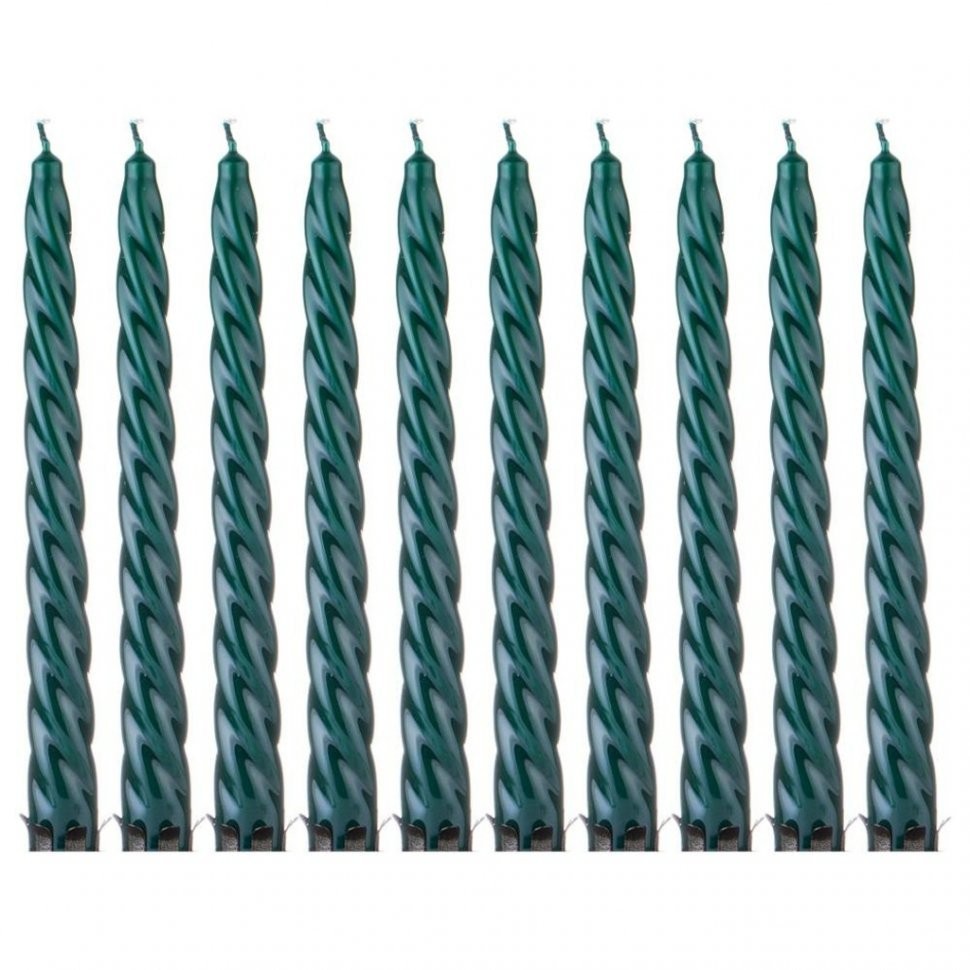 Набор свечей из 10 шт. лакированный зеленый высота=23 см. ADPAL (348-645)