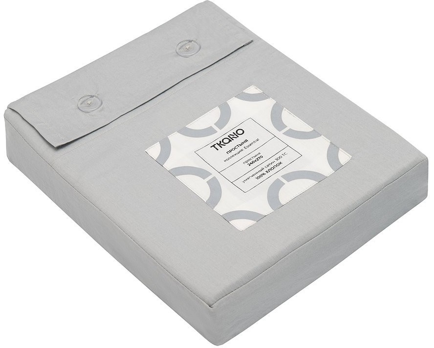 Простыня из умягченного сатина серого цвета из коллекции essential, 240х270 см (73746)