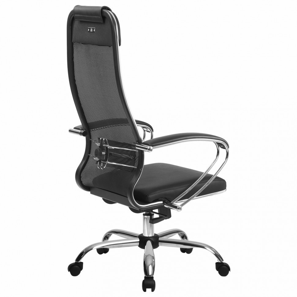 Кресло офисное Metta К-5.1 ткань/сетка/кожа черное (84649)