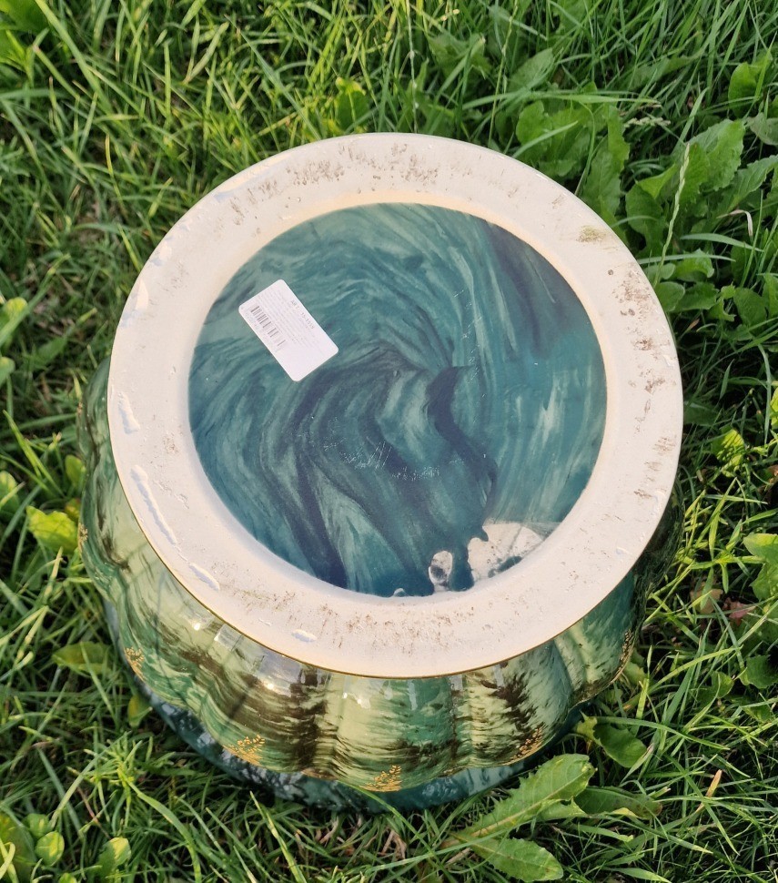 Кашпо малахит, керамика, диаметр 39 см (D-15-1559)