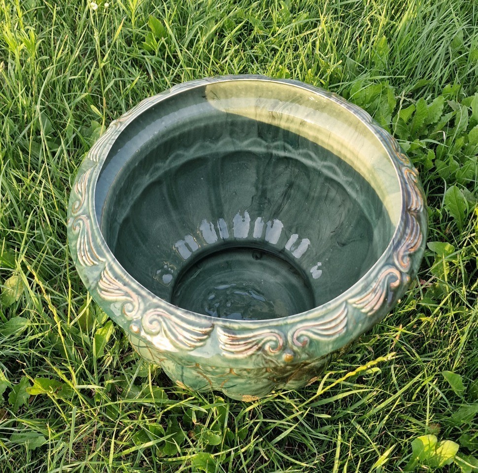 Кашпо малахит, керамика, диаметр 39 см (D-15-1559)