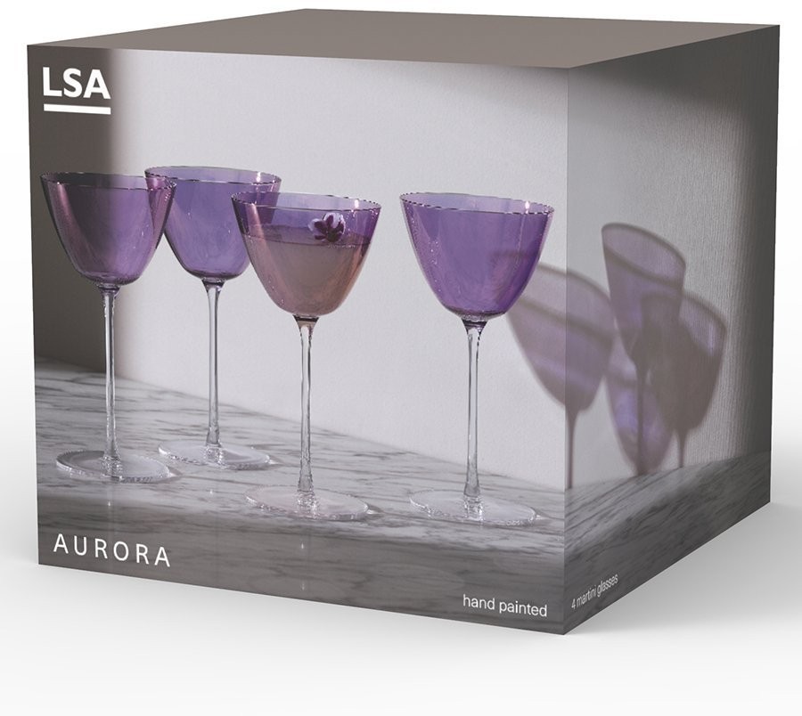 Набор бокалов для мартини aurora, 195 мл, фиолетовый, 4 шт. (73290)