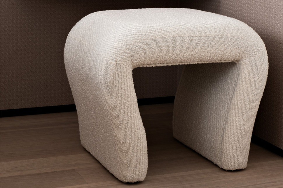 Банкетка букле белый d54*40,5*45,5см (TT-00013471)