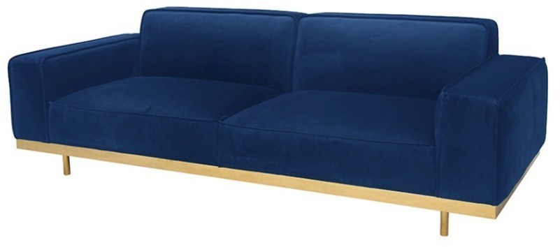 Диван S0203-3D/bluе-9801#, металл, текстиль, blue/gold, ROOMERS FURNITURE