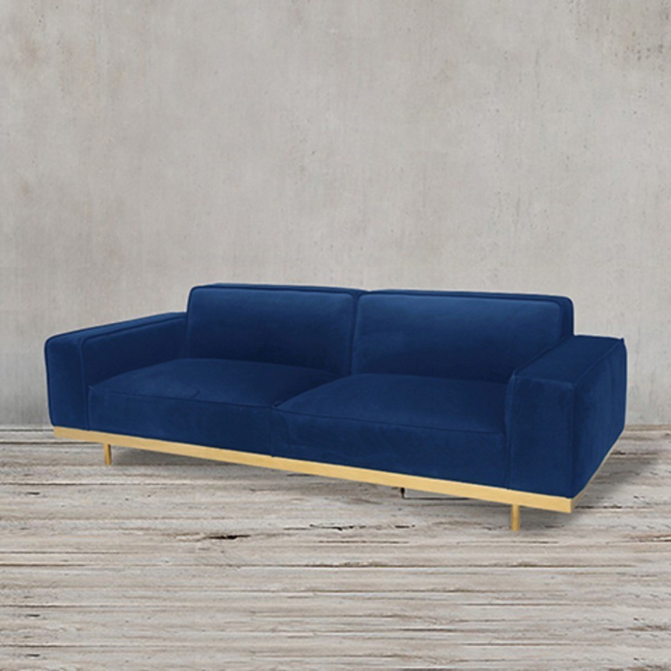 Диван S0203-3D/bluе-9801#, металл, текстиль, blue/gold, ROOMERS FURNITURE