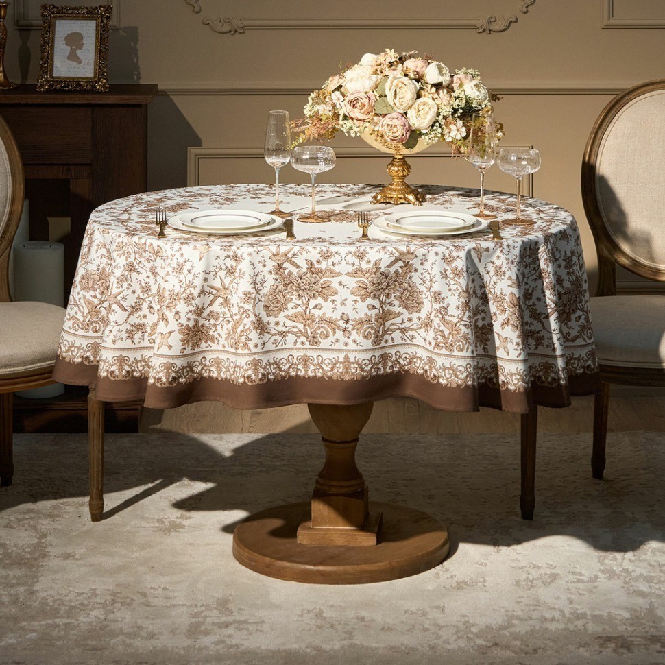 Скатерть овальная " royal garden" 140х180см ,белый ,100% хлопок ,твил с пропиткой Lefard (850-754-25)