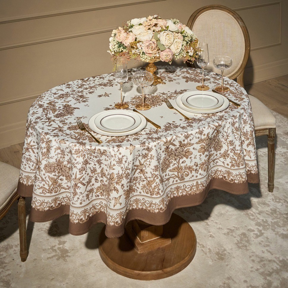 Скатерть овальная " royal garden" 140х180см ,белый ,100% хлопок ,твил с пропиткой Lefard (850-754-25)