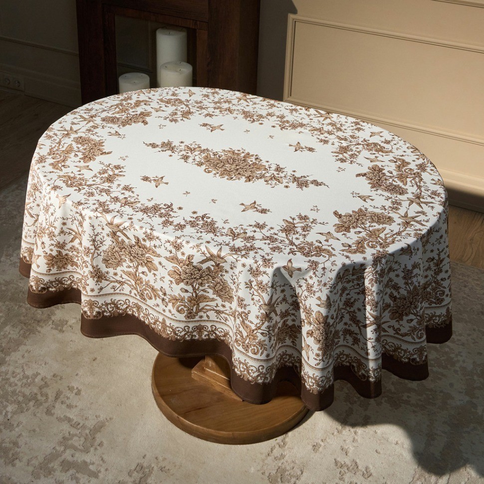 Скатерть овальная " royal garden" 140х180см ,белый ,100% хлопок ,твил с пропиткой Lefard (850-754-25)