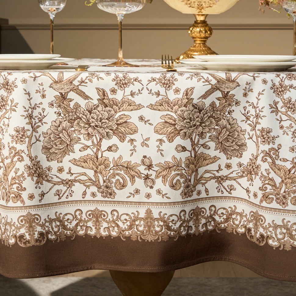 Скатерть овальная " royal garden" 140х180см ,белый ,100% хлопок ,твил с пропиткой Lefard (850-754-25)