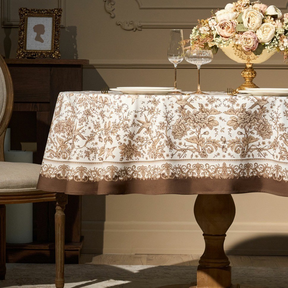 Скатерть овальная " royal garden" 140х180см ,белый ,100% хлопок ,твил с пропиткой Lefard (850-754-25)