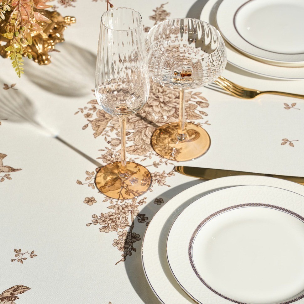 Скатерть овальная " royal garden" 140х180см ,белый ,100% хлопок ,твил с пропиткой Lefard (850-754-25)