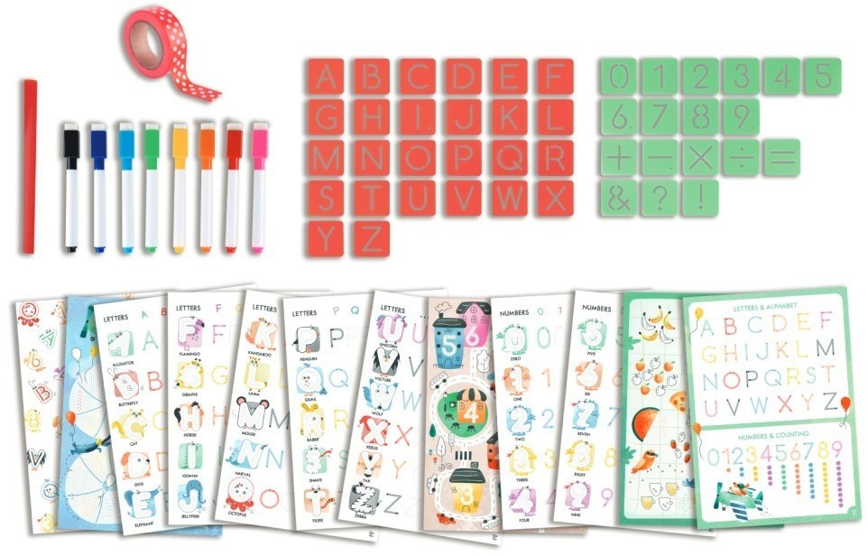 Развивающий игровой набор 3 в 1 для детей (учим английский алфавит, учим счет, рисуем по трафаретам) (E1070_HP)