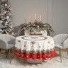 Скатерть круглая "морозко.снегири" 220см ,красный, 100% хлопок, твил, с пропиткой Lefard (850-745-24)