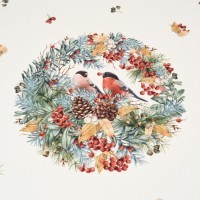 Скатерть круглая &quot;морозко.снегири&quot; 220см ,красный, 100% хлопок, твил, с пропиткой Lefard (850-745-24)