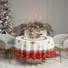 Скатерть круглая "морозко.снегири" 220см ,красный, 100% хлопок, твил, с пропиткой Lefard (850-745-24)