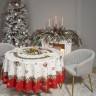 Скатерть круглая "морозко.снегири" 220см ,красный, 100% хлопок, твил, с пропиткой Lefard (850-745-24)