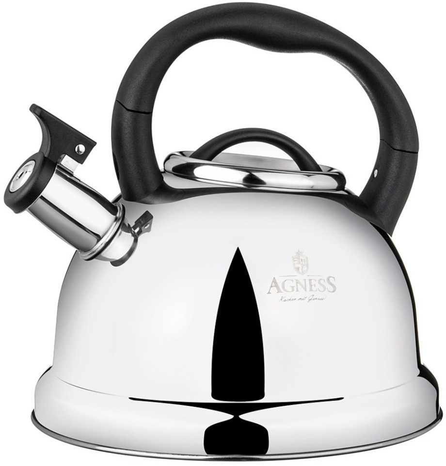 Чайник agness со свистком,  3,0 л и складывающейся ручкой (937-033)
