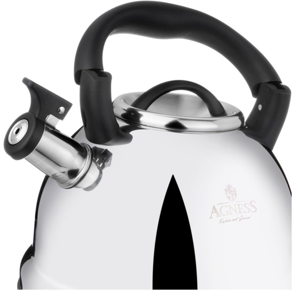 Чайник agness со свистком,  3,0 л и складывающейся ручкой (937-033)