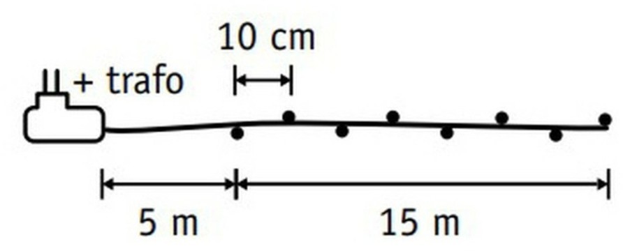 Гирлянда роса luca lighting теплый свет на черном  проводе (150 ламп, длина гирлянды 1500 см) (84905)