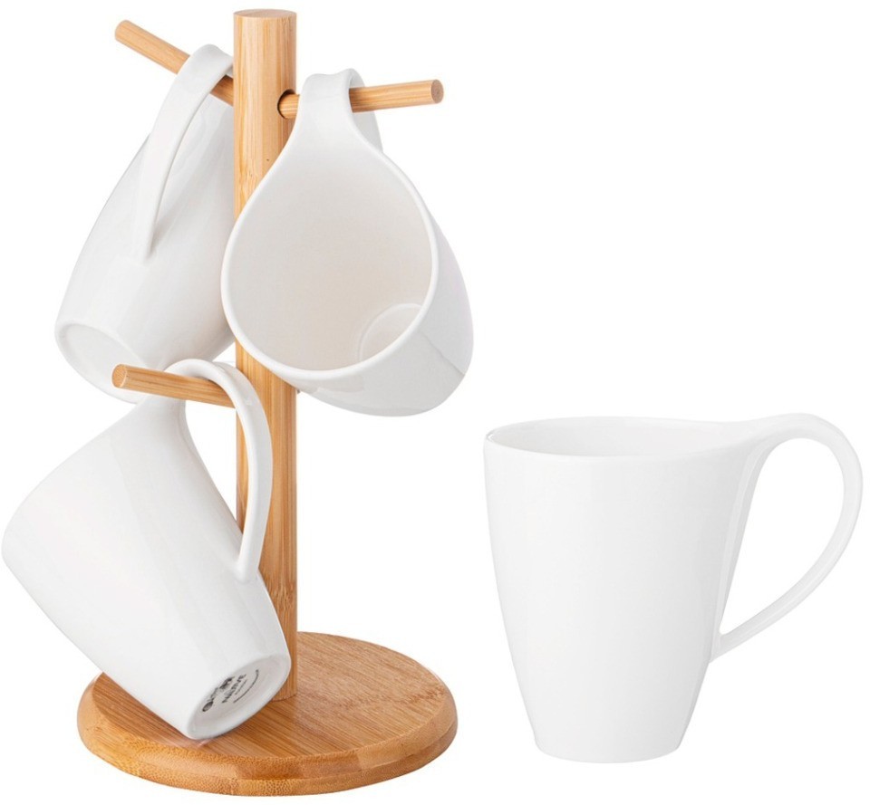 Набор кружек lefard "native" на дер. подставке 4 шт. 13*8,5*10,5 см 380 мл (474-230)