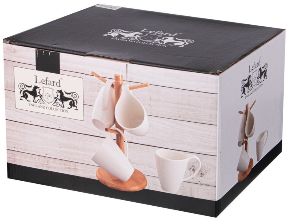 Набор кружек lefard "native" на дер. подставке 4 шт. 13*8,5*10,5 см 380 мл (474-230)