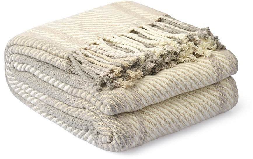 Покрывало из хлопка warm traditions бежево-серого цвета из коллекции essential, 230х250 см (76963)