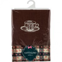 Набор полотенец 2шт &quot;чаепитие&quot; ,коричневый+клетка, 100%лён+100%хлопок SANTALINO (850-605-10)