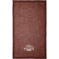 Набор полотенец 2шт &quot;чаепитие&quot; ,коричневый+клетка, 100%лён+100%хлопок SANTALINO (850-605-10)