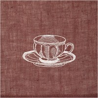 Набор полотенец 2шт &quot;чаепитие&quot; ,коричневый+клетка, 100%лён+100%хлопок SANTALINO (850-605-10)