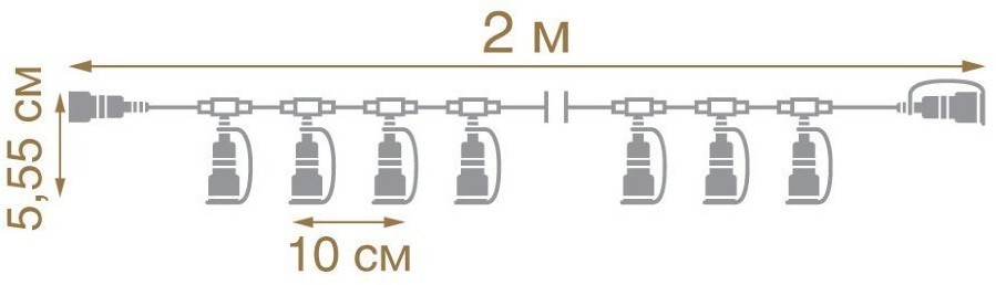 Провод для создания уличного светодиодного занавеса Vegas 20 ответвлений, 2 м, 24V 55044 (64426)