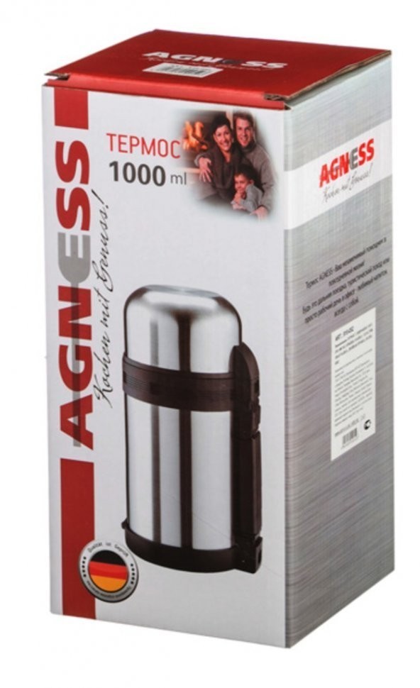 Термос agness "classic" с широким горлом 1000 мл (910-052)
