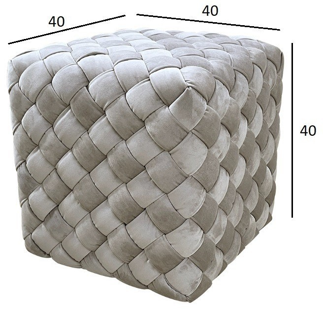 Пуф плетеный велюр серо-бежевый 40*40*40см (TT-00008840)