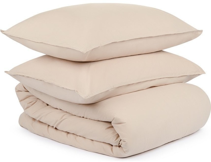 Комплект постельного белья полутораспальный бежевого цвета из органического стираного хлопка из коллекции essential (69366)