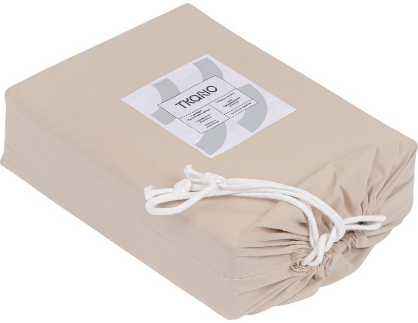 Комплект постельного белья полутораспальный бежевого цвета из органического стираного хлопка из коллекции essential (69366)