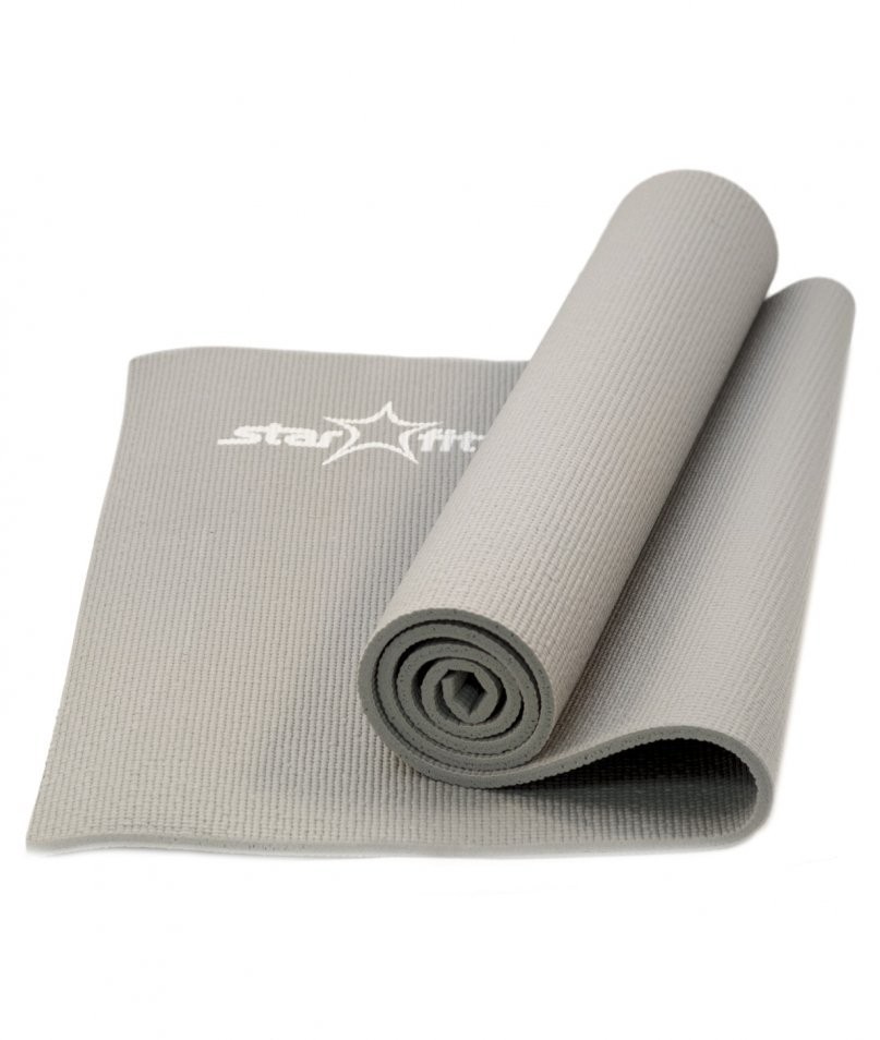 Коврик для йоги FM-101, PVC, 173x61x1,0 см, серый (78600)