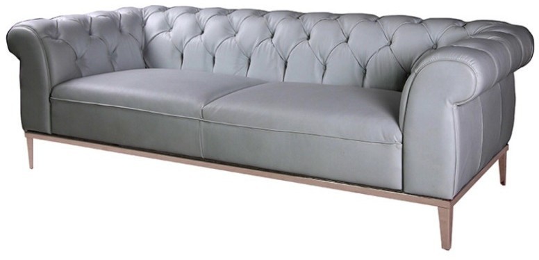 Диван S0200-3D/greyB#67, обивка кожа, ножки нержавеющая сталь, grey/matte cooper, ROOMERS FURNITURE