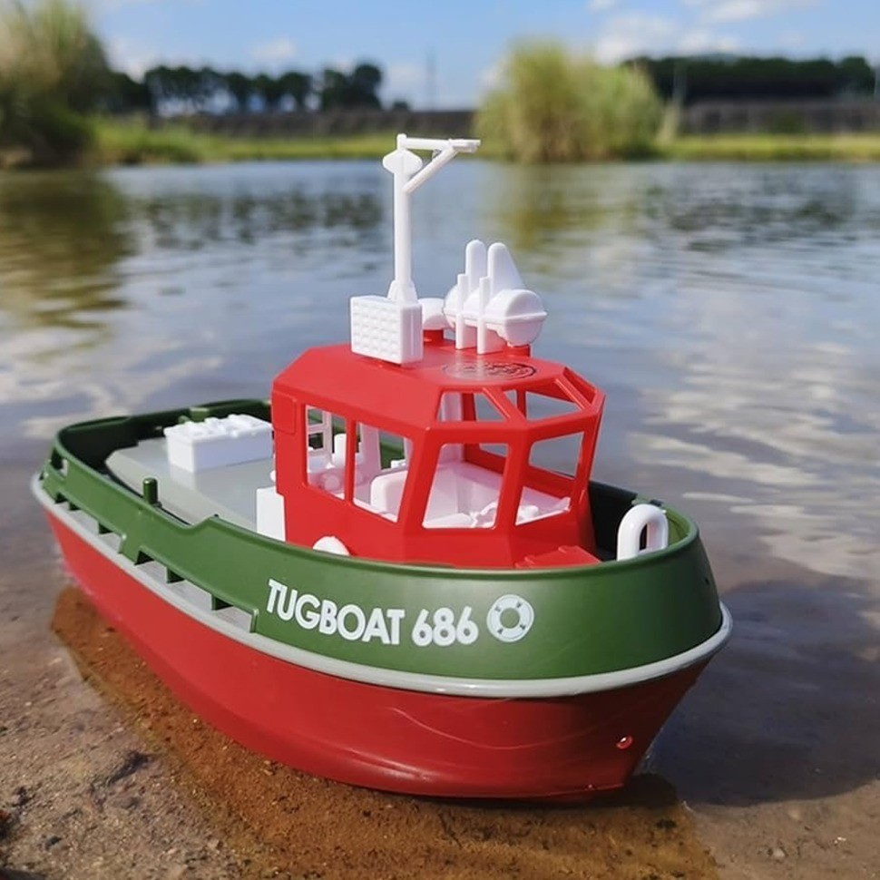 Радиоуправляемый буксир Tugboat зеленый 2.4G 1:72 (HL-3800-G)