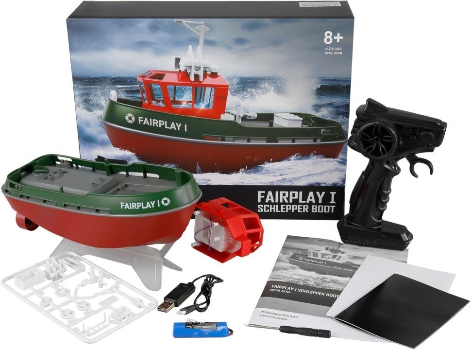 Радиоуправляемый буксир Tugboat зеленый 2.4G 1:72 (HL-3800-G)