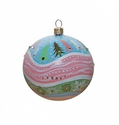 Новогодний шар Зимние узоры с кристаллами Swarovski (4006)