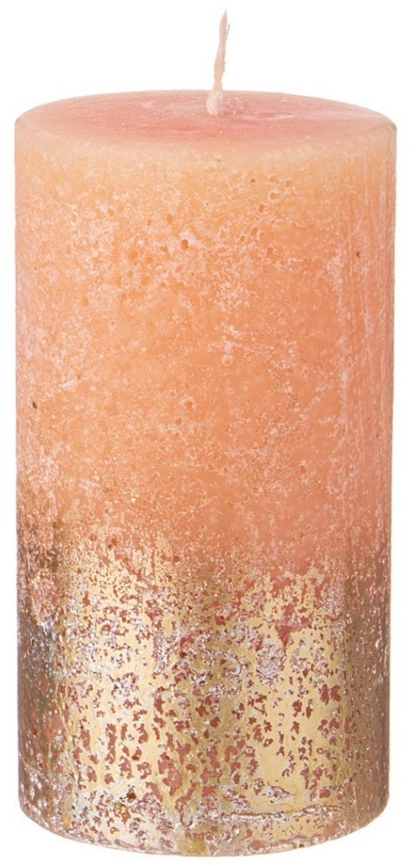 Свеча bronco столбик "rustic" песочная с золотом 12*6 см (315-343)