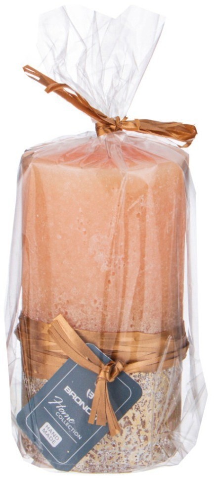 Свеча bronco столбик "rustic" песочная с золотом 12*6 см (315-343)